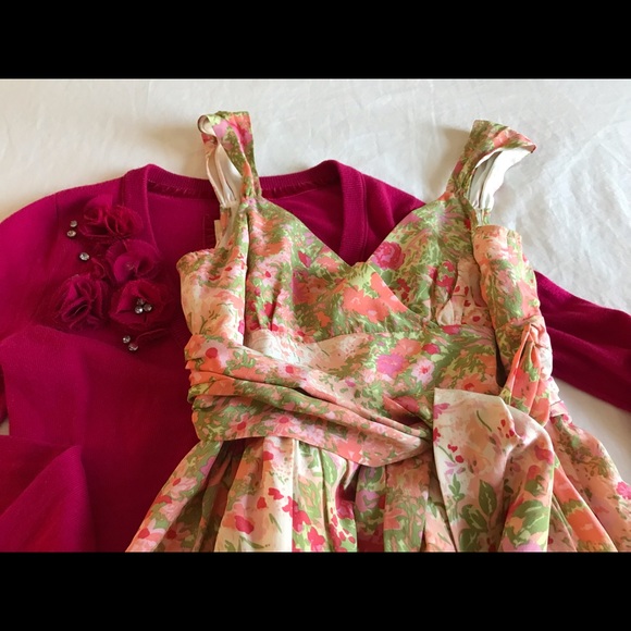 Plenty Frock Coral Silk Floral dress - Picture 2 of 5